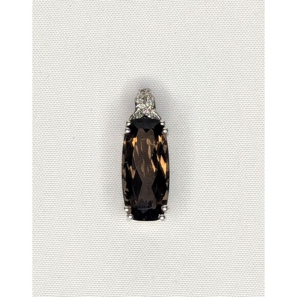 JTV Jewelry - Smoky Quartz & Zircon Pendant - Sterling Silver, Brown